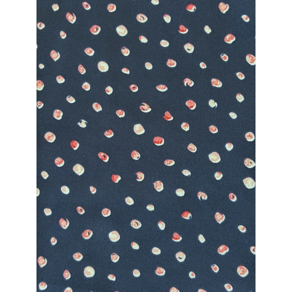 FORTUNE + IVY - Navy Polka Dot Keyhole Cap Sleeve Tie Back Blouse Women's Size L - Picture 4 of 13